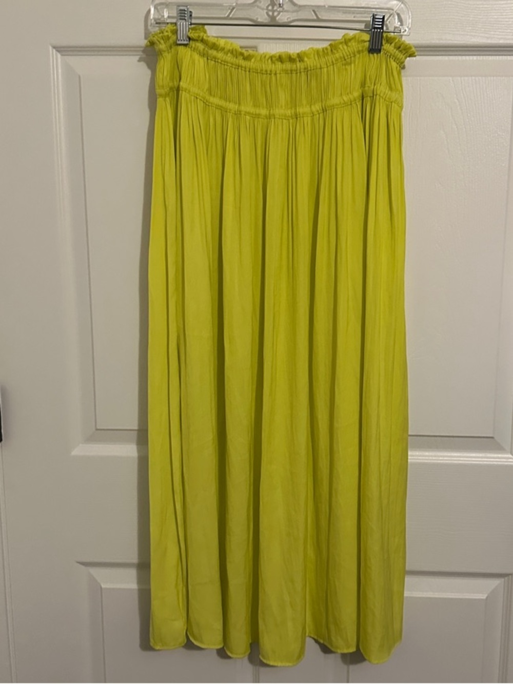 Current Air Lime Yellow Smocked-Waist Maxi Skirt